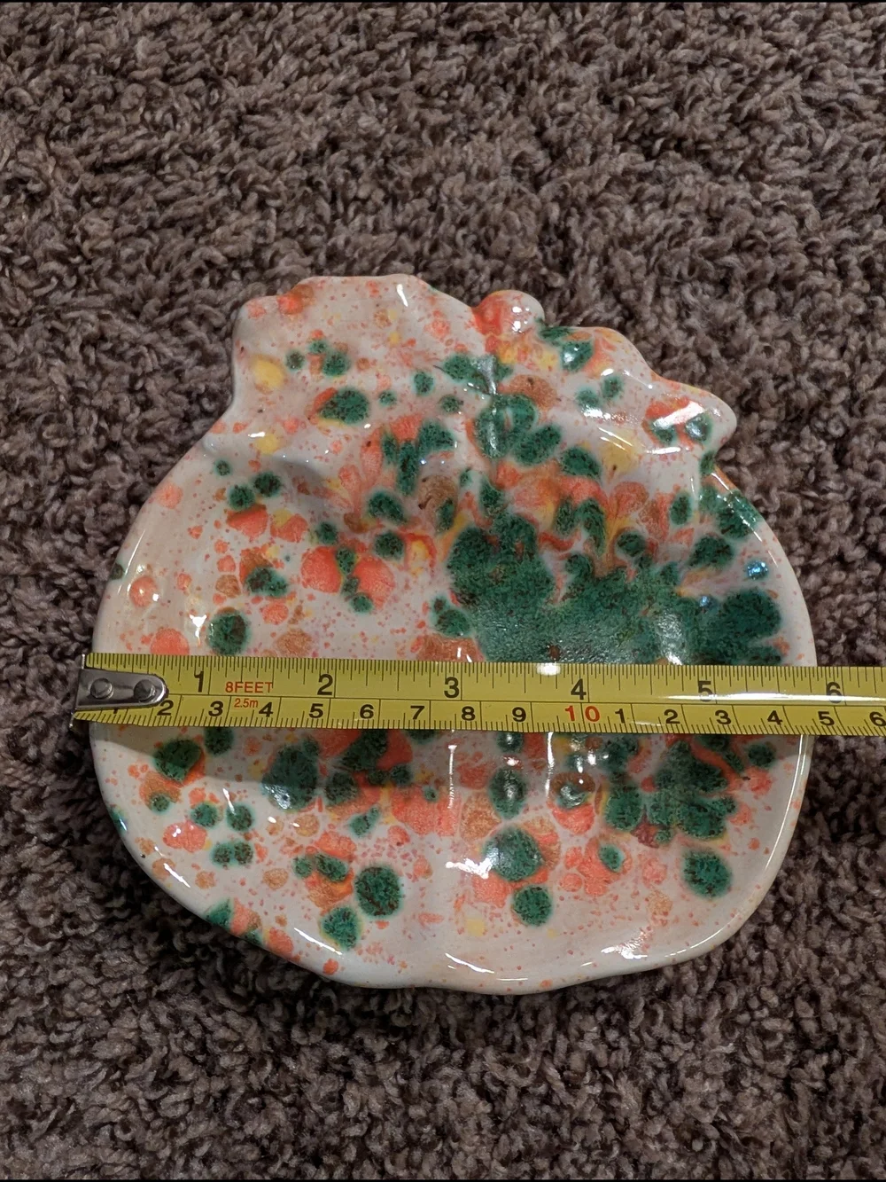 Handmade Speckled Ceramic Pumpkin Soap Dishes - Orange & Green